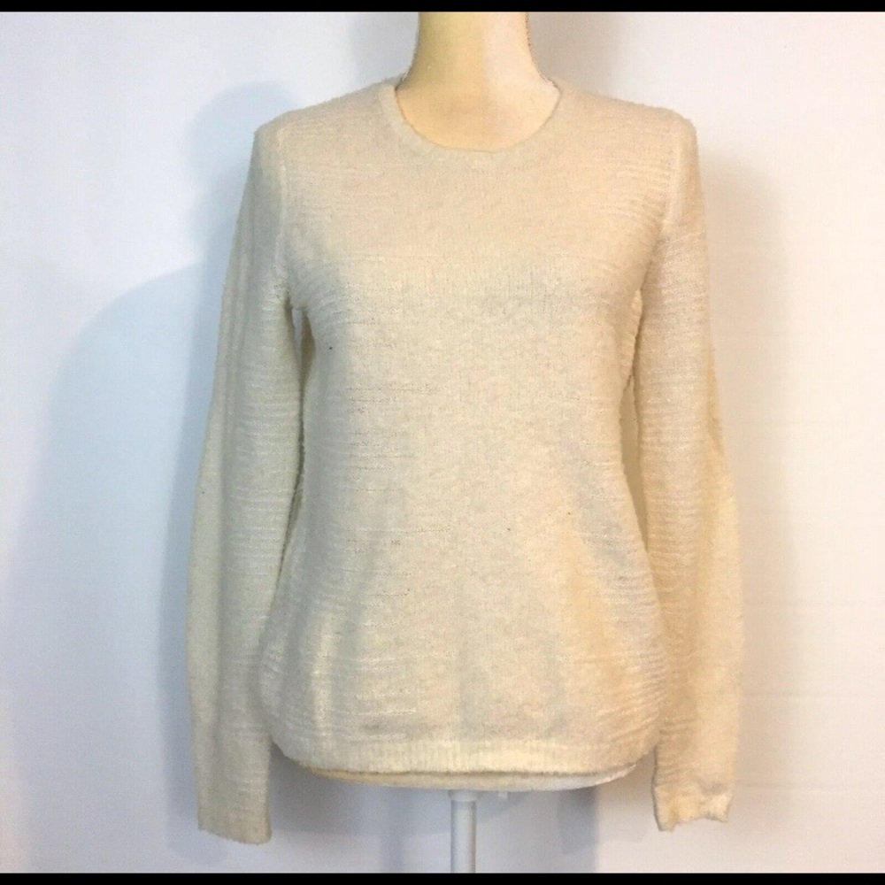 Lou & Grey S Wool Blend Cream Pullover Sweater